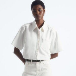 COS – Cropped Denim Shirt Off-White Size M (NEW 2024)